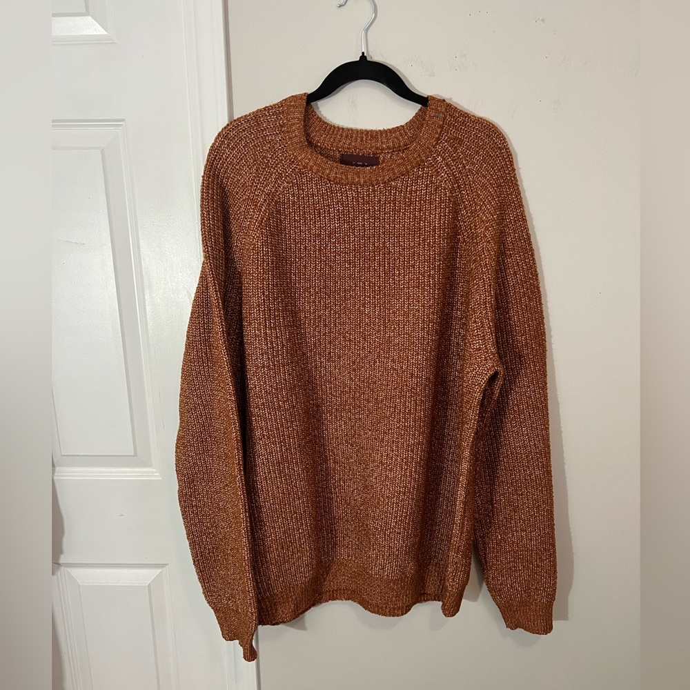 Alesbury Rustic Brown Crewneck Ribbed Chunky Men’s Sweater,XL